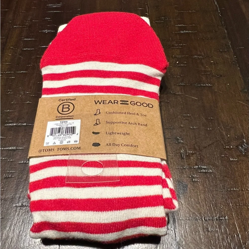 TOMS Women’s Red & White Stripe Holly Crew Socks